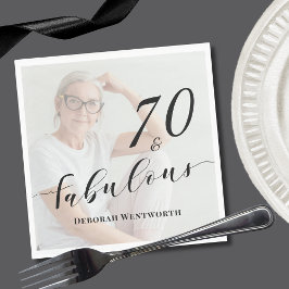 70歳の誕生日おめでとう モダンスクリプトの写真入り スタンダードランチョンナプキン