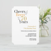 70歳の誕生日おめでとう、乾杯とビアパーティー ミニマルなパーティーデザイン 招待状 (スタンド正面)