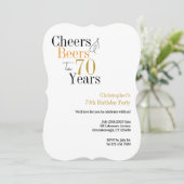 70歳の誕生日おめでとう、乾杯とビールのミニマルパーティー 招待状 (スタンド正面)
