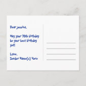 70歳の誕生日おめでとう - 楽しい花火柄 + レインボー70 ポストカード (裏面)