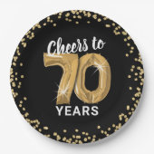 70歳の誕生日おめでとう 現代的なスタイル ペーパープレート (正面)