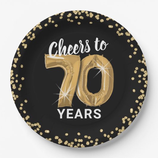 70歳の誕生日おめでとう 現代的なスタイル ペーパープレート (正面)