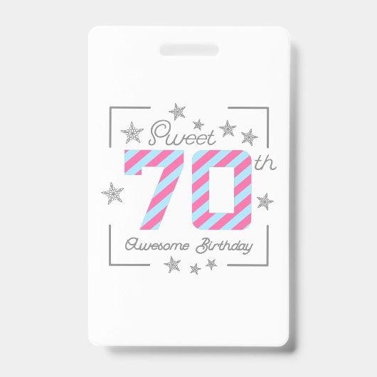 70歳の誕生日おめでとう 素敵な記念日 バッジ (正面)