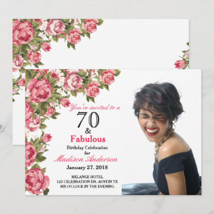 70歳の誕生日おめでとう!華麗なる花々のパーティー 70歳の誕生日招待状 招待状