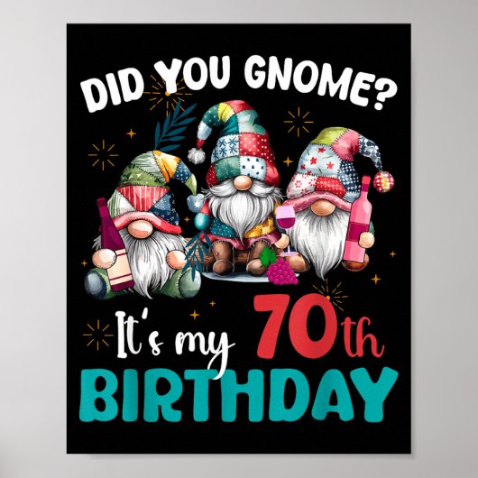 70歳の誕生日おめでとう!70歳のノーム ポスター (正面)