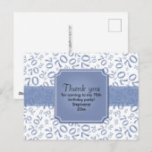 70歳の誕生日お礼番号パターン 青/白 ポストカード (正面/裏面)