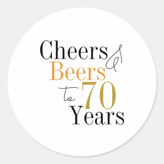 70歳の誕生日お祝いとビールパーティー ラウンドシール (正面)