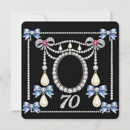 70歳の誕生日お祝いカード 名前入れ ジュエル ダイヤモンド カード (正面)
