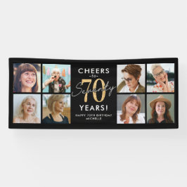 70歳の誕生日お祝いゴールドフォトバナー 横断幕