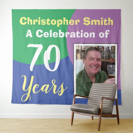 70歳の誕生日お祝い写真付きタペストリー タペストリー (インサイチュ(横))