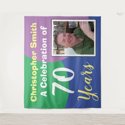 70歳の誕生日お祝い写真付きタペストリー タペストリー (正面)