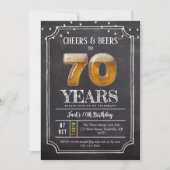 70歳の誕生日お祝い招待状 Cheers & Beers 招待状 (正面)