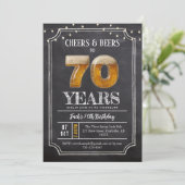 70歳の誕生日お祝い招待状 Cheers & Beers 招待状 (スタンド正面)
