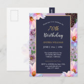 70歳の誕生日お祝い春の花 ポストカード (正面/裏面)