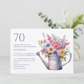 70歳の誕生日お祝い カントリーガーデンの花のじょうろ 招待状 (スタンド正面)