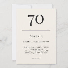 70歳の誕生日お祝い クラシック ブラック＆アイボリー 招待状
