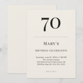 70歳の誕生日お祝い クラシック ブラック＆アイボリー 招待状 (正面/裏面)
