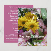 70歳の誕生日お祝い！-パーティー/花束 招待状 (正面/裏面)