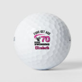 70歳の誕生日お祝い - ピンクFore-get Age 70 ゴルフボール (正面)