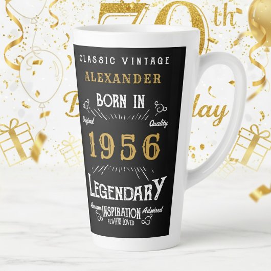 70歳の誕生日お祝い 1956年 レトロなデザイン カフェラテマグ
