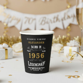 70歳の誕生日お祝い 1956年 伝説のレトロデザイン 紙コップ