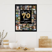 70歳の誕生日お祝い 51枚フォトコラージュ Cheers to 70 Years ポスター (キッチン)