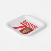 70歳の誕生日に明るい赤の白70カスタム枚の写真 ペーパープレート (傾斜あり)