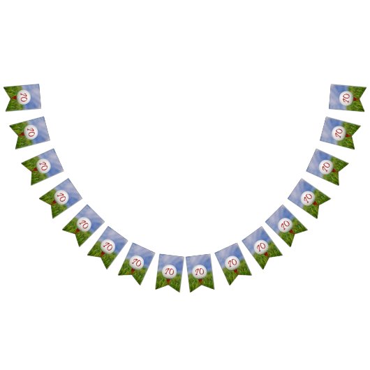 70歳の誕生日に芝生の上にゴルフボール バンティングフラッグ (全)