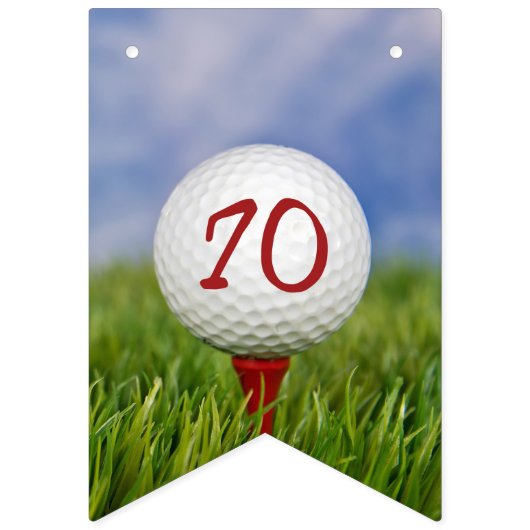 70歳の誕生日に芝生の上にゴルフボール バンティングフラッグ (第1の旗)