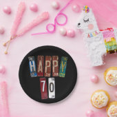 70歳の誕生日のための錆びたライセンスプレート ペーパープレート (パーティー)