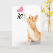 70歳の誕生日のタビー猫 カード (黄色い花)