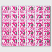 70歳の誕生日のピンク色の写真70カスタムの写真名 ラッピングペーパー (フラット)