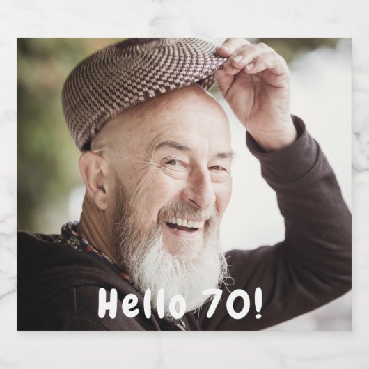 70歳の誕生日の写真こんにちは70人の男性 ビールラベル (シングルラベル)