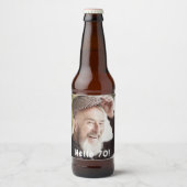 70歳の誕生日の写真こんにちは70人の男性 ビールラベル (正面)