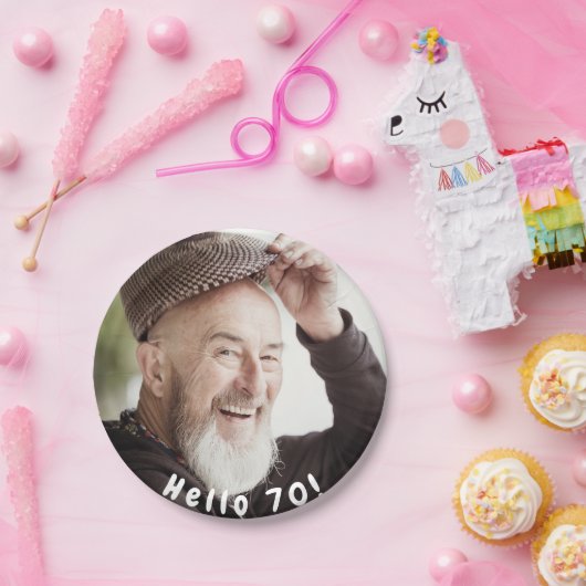 70歳の誕生日の写真こんにちは70人の男性 ペーパープレート (パーティー)