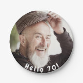 70歳の誕生日の写真こんにちは70人の男性 ペーパープレート (正面)
