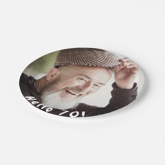 70歳の誕生日の写真こんにちは70人の男性 ペーパープレート (アングル)