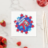 70歳の誕生日の写真とレッドスターナプキンスの名前 スタンダードカクテルナプキン (インサイチュ)