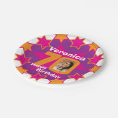 70歳の誕生日の写真の名前ピンクのスター紙プレート ペーパープレート (アングル)