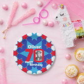 70歳の誕生日の写真名blue star紙プレート ペーパープレート (パーティー)