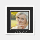 70歳の誕生日の写真白黒 スタンダードカクテルナプキン (正面)