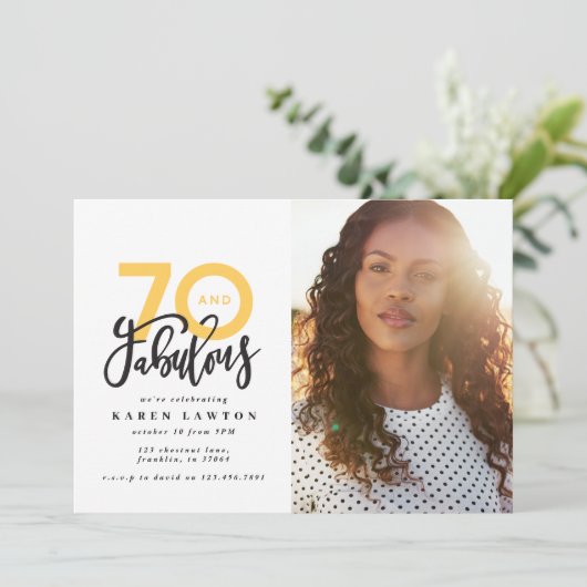 70歳の誕生日の写真70と素晴らしいモダンカラフル (スタンド正面)