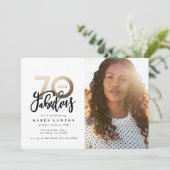 70歳の誕生日の写真70と素晴らしい黒と金ゴールド (スタンド正面)