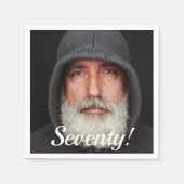 70歳の誕生日の写真70人のスクリプト スタンダードカクテルナプキン (正面)