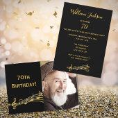 70歳の誕生日の招待フォトブラック男のために 招待状