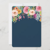 70歳の誕生日の招待フローラ水彩海軍 招待状 (裏面)