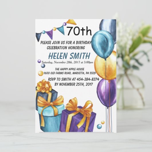 70歳の誕生日の招待状 招待状 (スタンド正面)