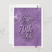 70歳の誕生日の紫のピザ ポストカード (正面/裏面)