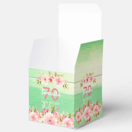 70歳の誕生日の緑の木の花模様は素朴な感謝していあなた フェイバーボックス (オープン)