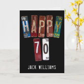 70歳の誕生日の車のライセンスプレート カード (黄色い花)